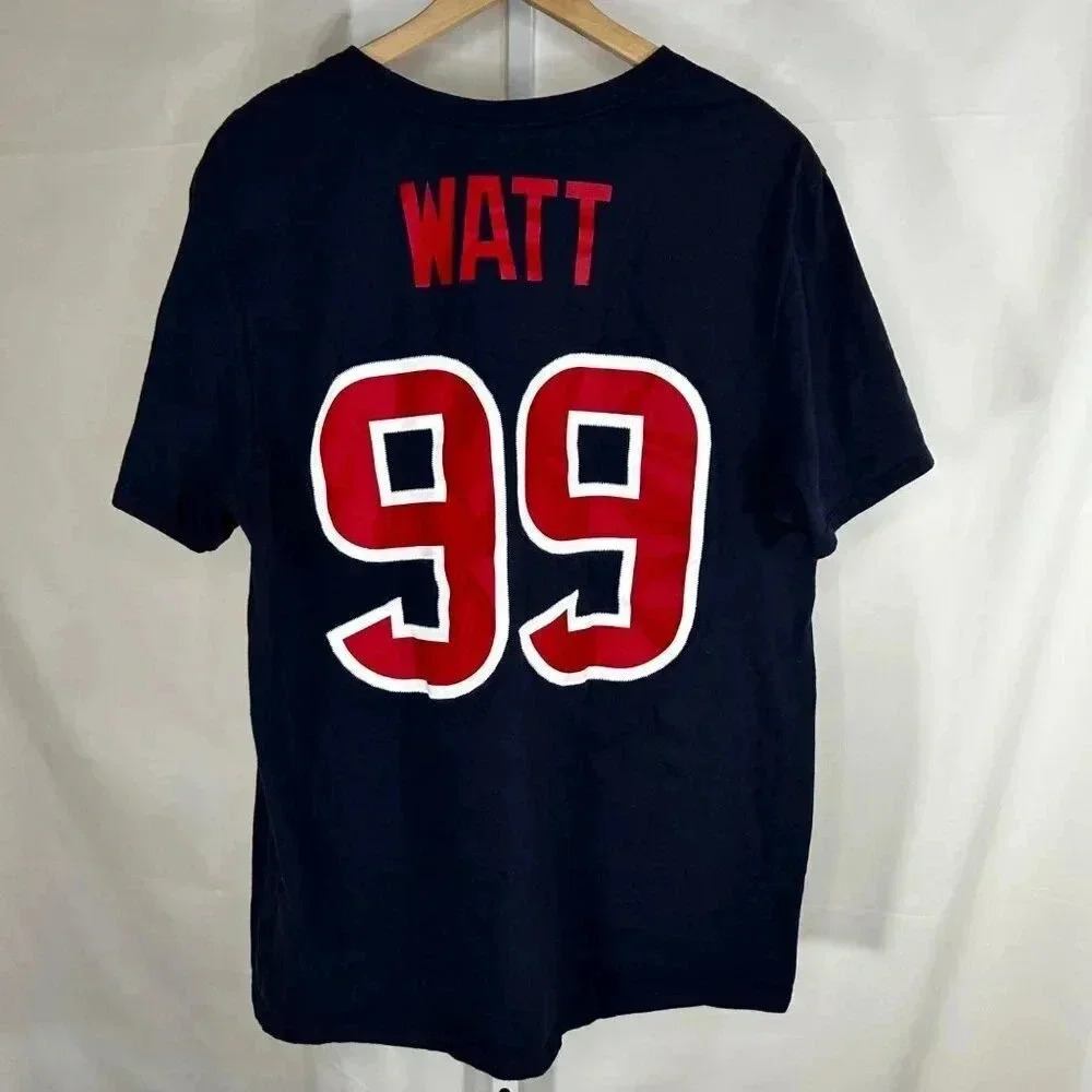 NFL Houston Texans JJ Watt 99 Size Large T-shirt Blue Navy Short Sleeve
